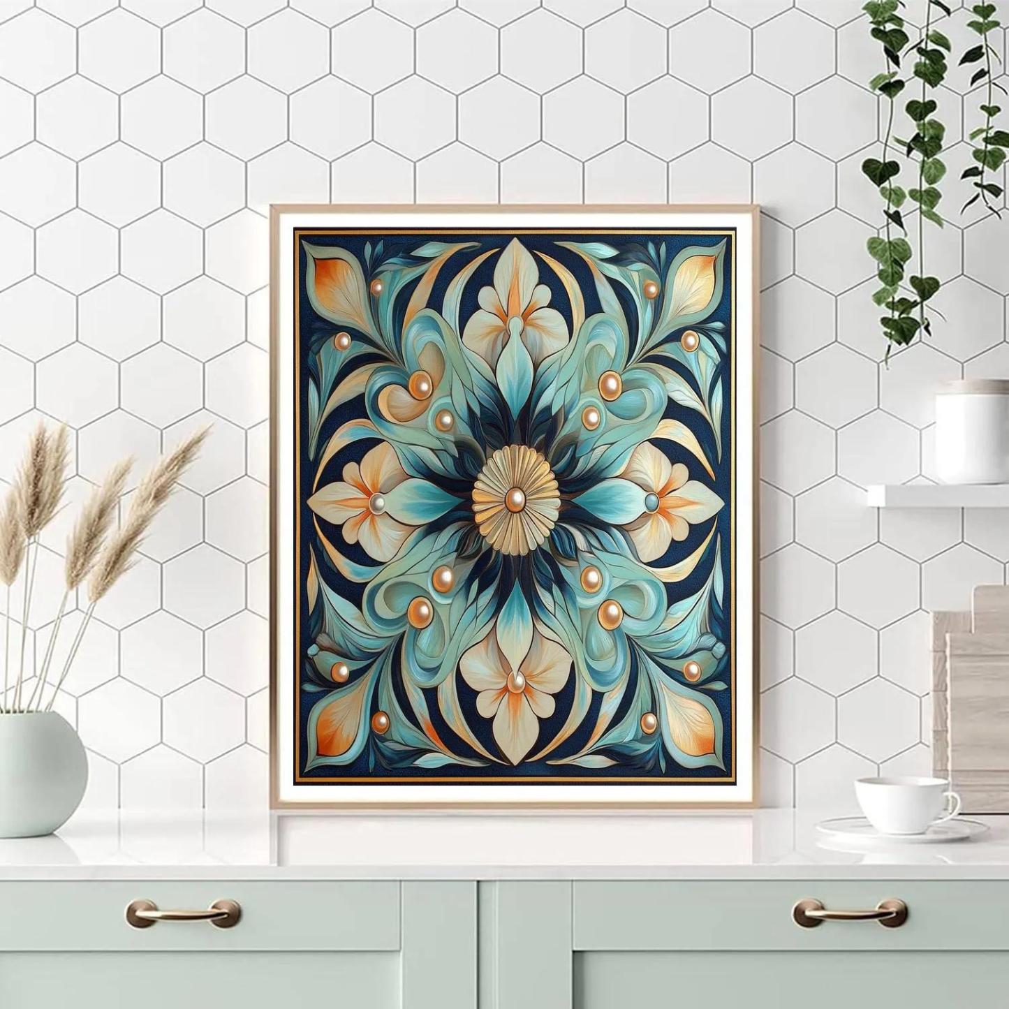 Alphonse Mucha Inspired Oceanic Floral Mandala Painting by numbers kit