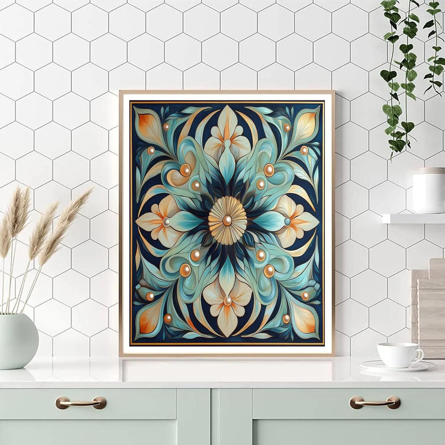Alphonse Mucha Inspired Oceanic Floral Mandala Painting by numbers kit