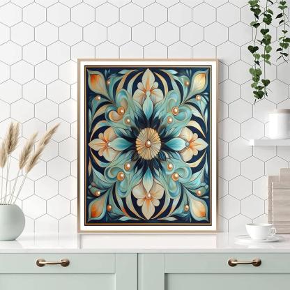 Alphonse Mucha Inspired Oceanic Floral Mandala Painting by numbers kit