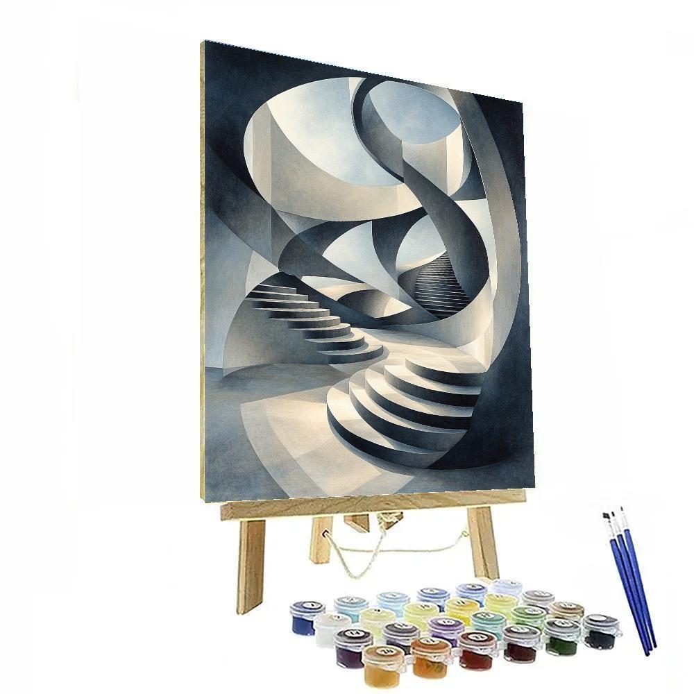 M.C. Escher Inspired Infinite Stair Tessellation paint by color