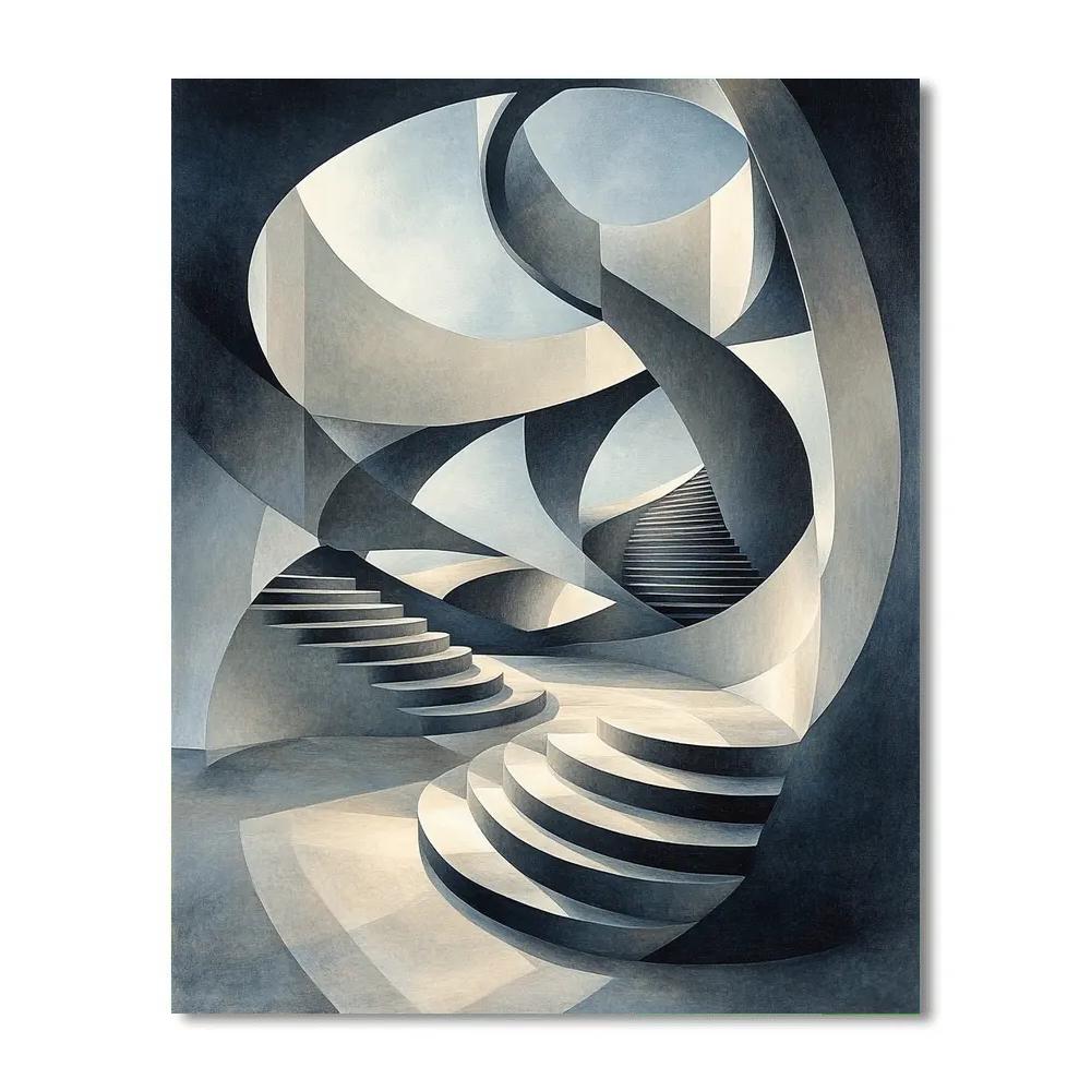 M.C. Escher Inspired Infinite Stair Tessellation paint by color