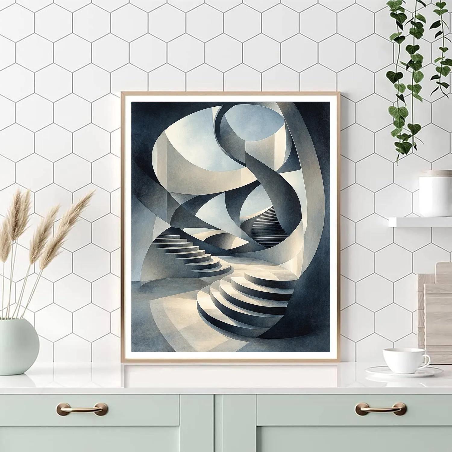 M.C. Escher Inspired Infinite Stair Tessellation paint by color