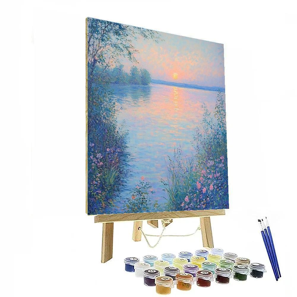 Monet Inspired Serene Lake At Dusk Paint by numbers art