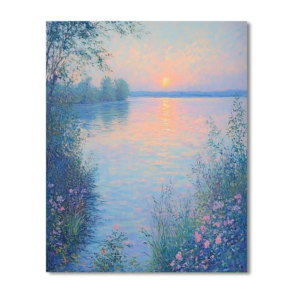 Monet Inspired Serene Lake At Dusk Paint by numbers art