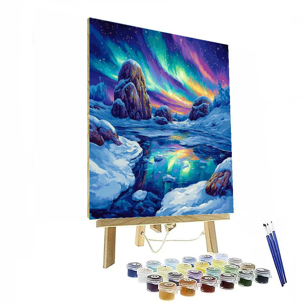 A.Y. Jackson Inspired Aurora Over Sculpted Shield Rocks Painting by numbers kit