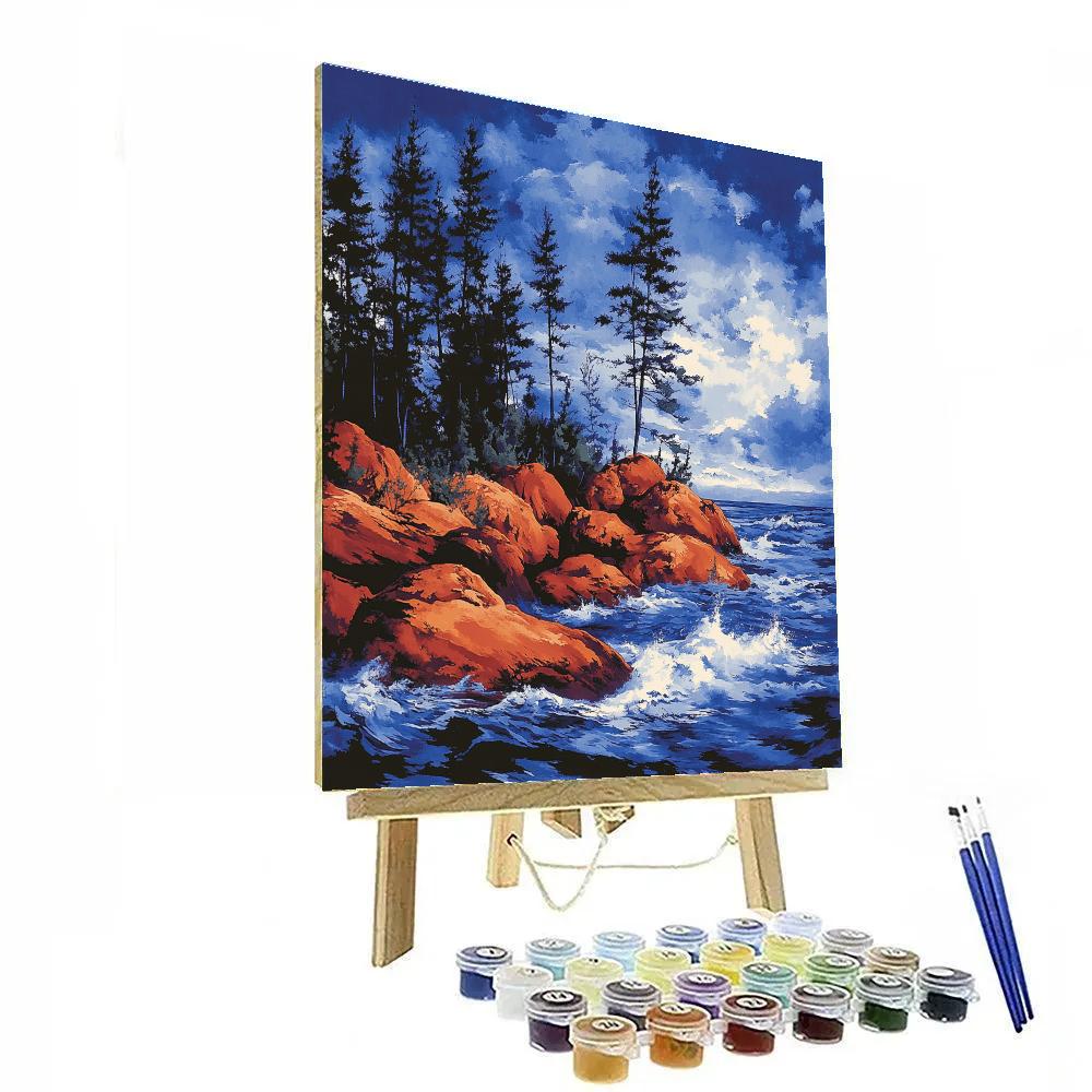 Arthur Lismer Inspired Windswept Pines On Georgian Rocks painting number kit