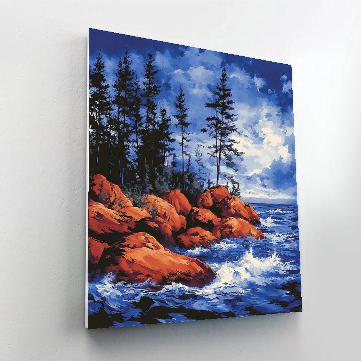 Arthur Lismer Inspired Windswept Pines On Georgian Rocks painting number kit