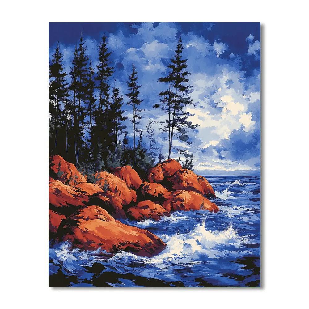Arthur Lismer Inspired Windswept Pines On Georgian Rocks painting number kit