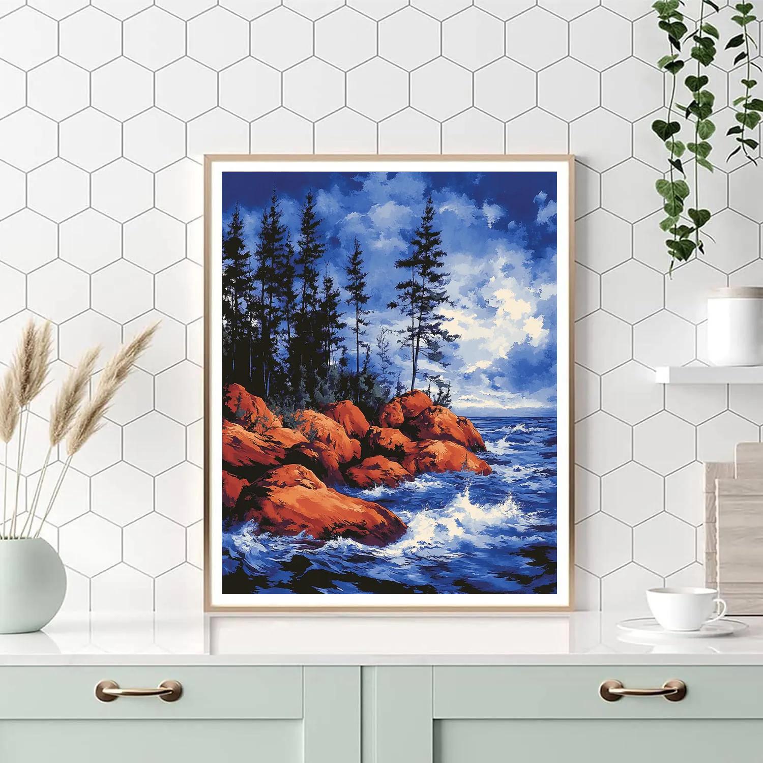 Arthur Lismer Inspired Windswept Pines On Georgian Rocks painting number kit
