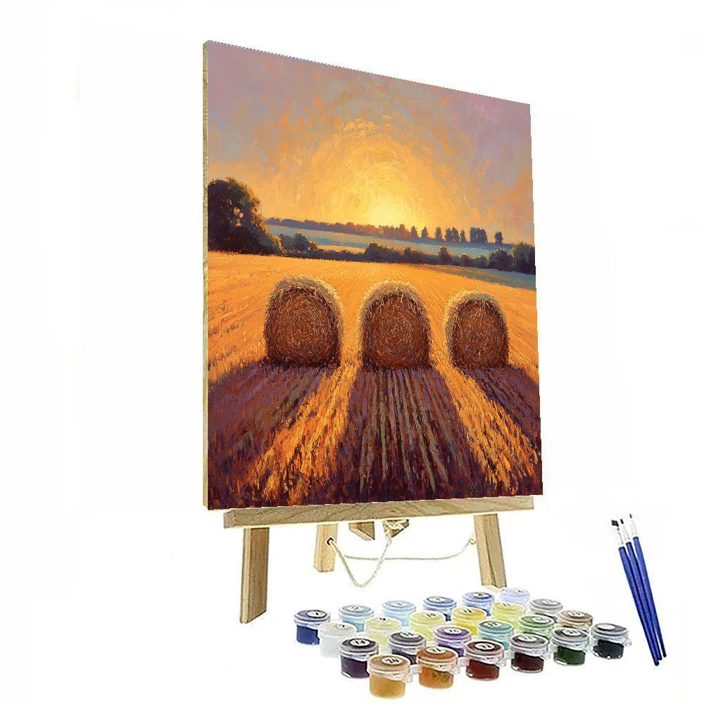 Claude Monet Inspired Haystacks At Golden Hour paint by numbers