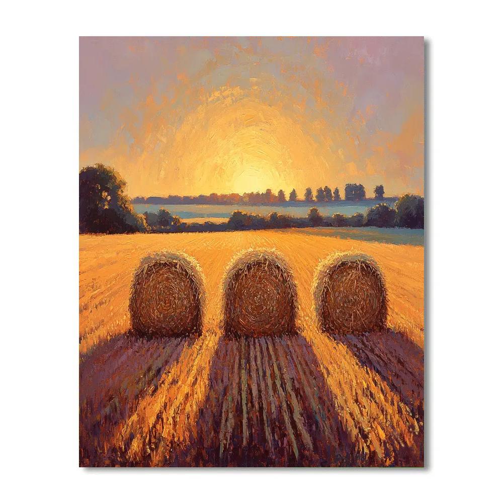 Claude Monet Inspired Haystacks At Golden Hour paint by numbers