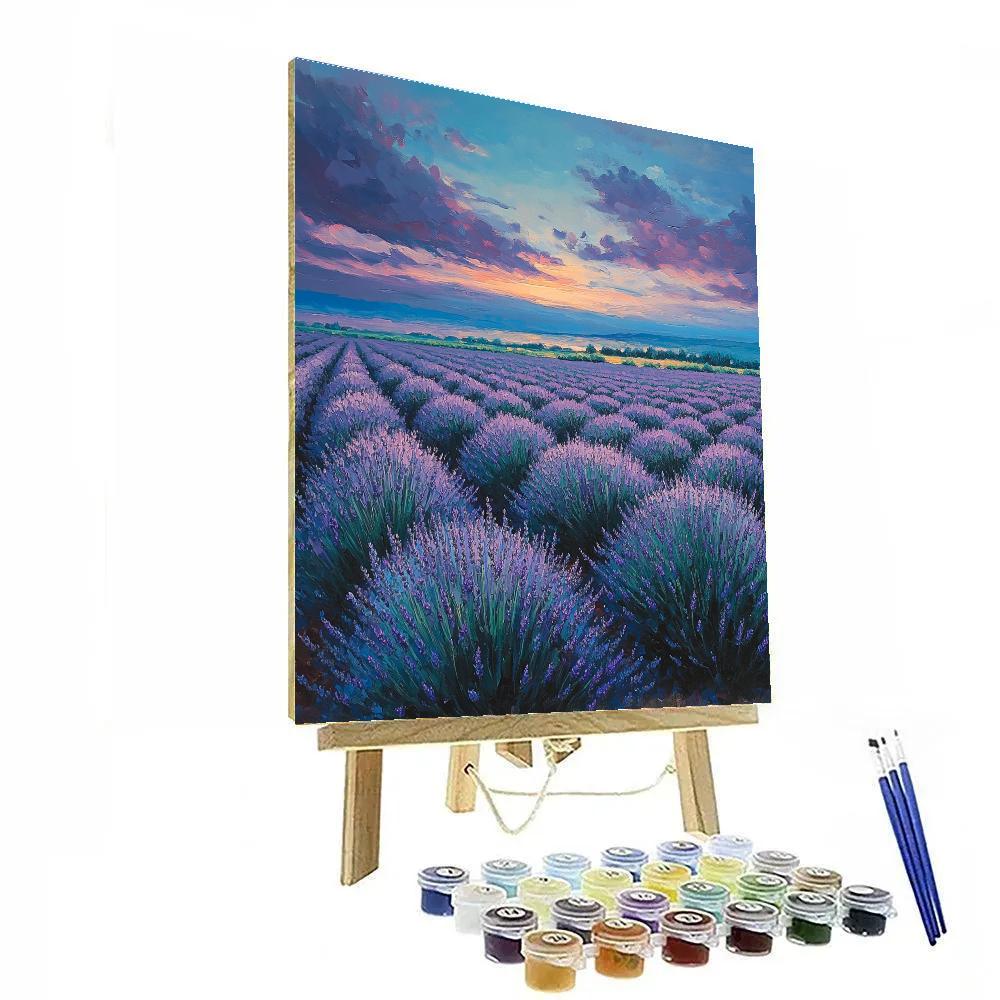 Claude Monet Inspired Lavender Field Twilight Number painting