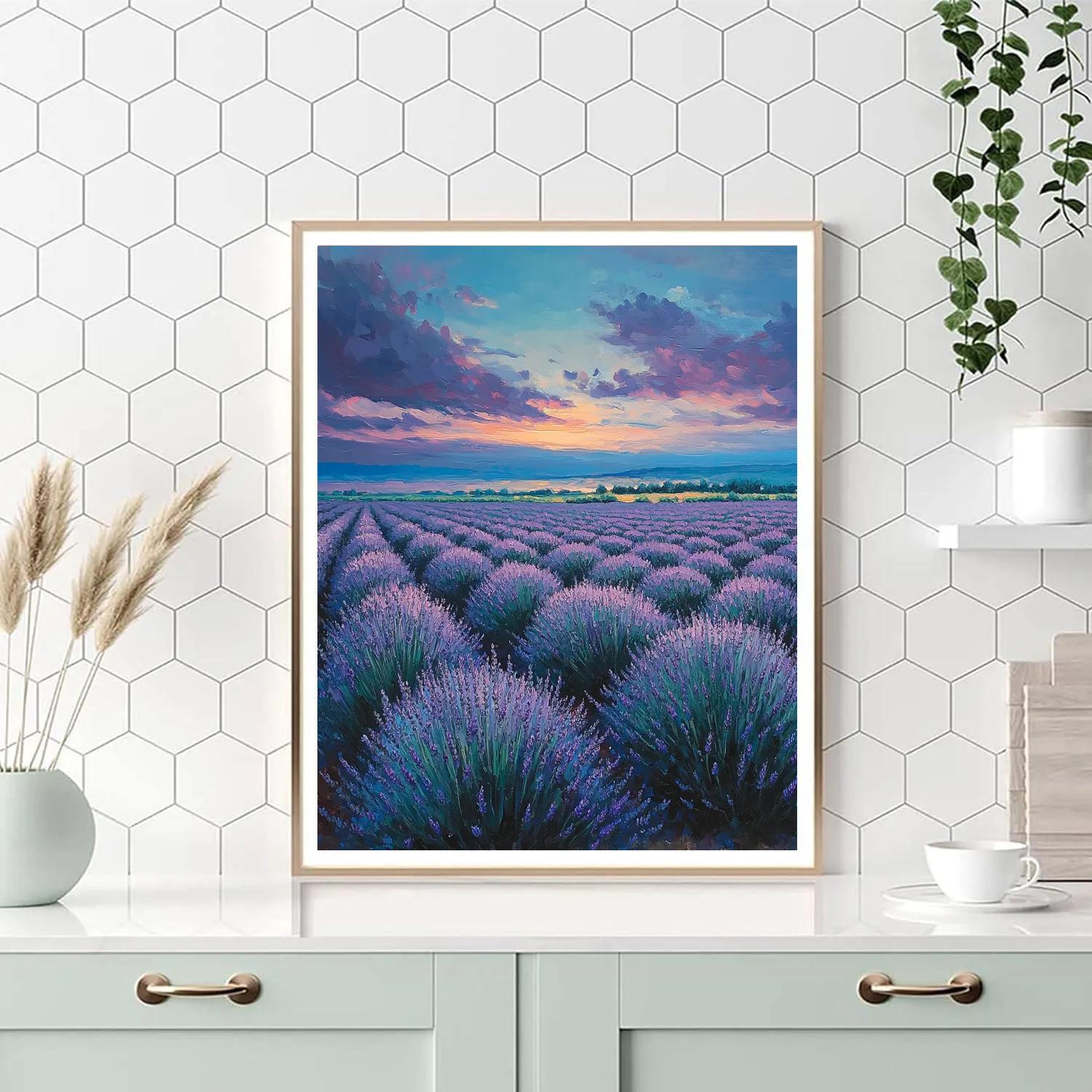 Claude Monet Inspired Lavender Field Twilight Number painting