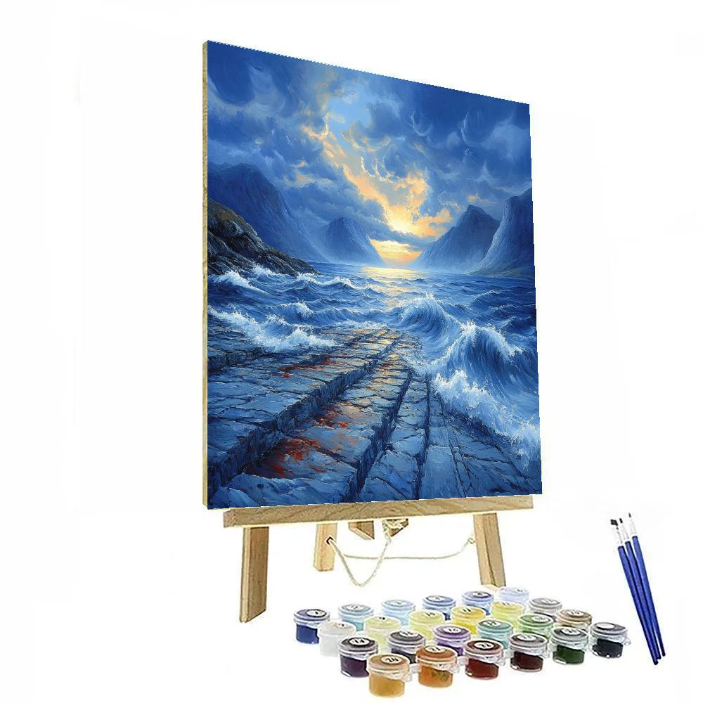 Edvard Munch Inspired Fjord Stormscape paint by color