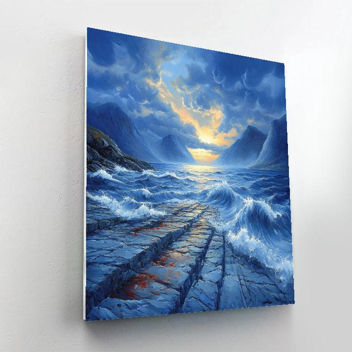 Edvard Munch Inspired Fjord Stormscape paint by color