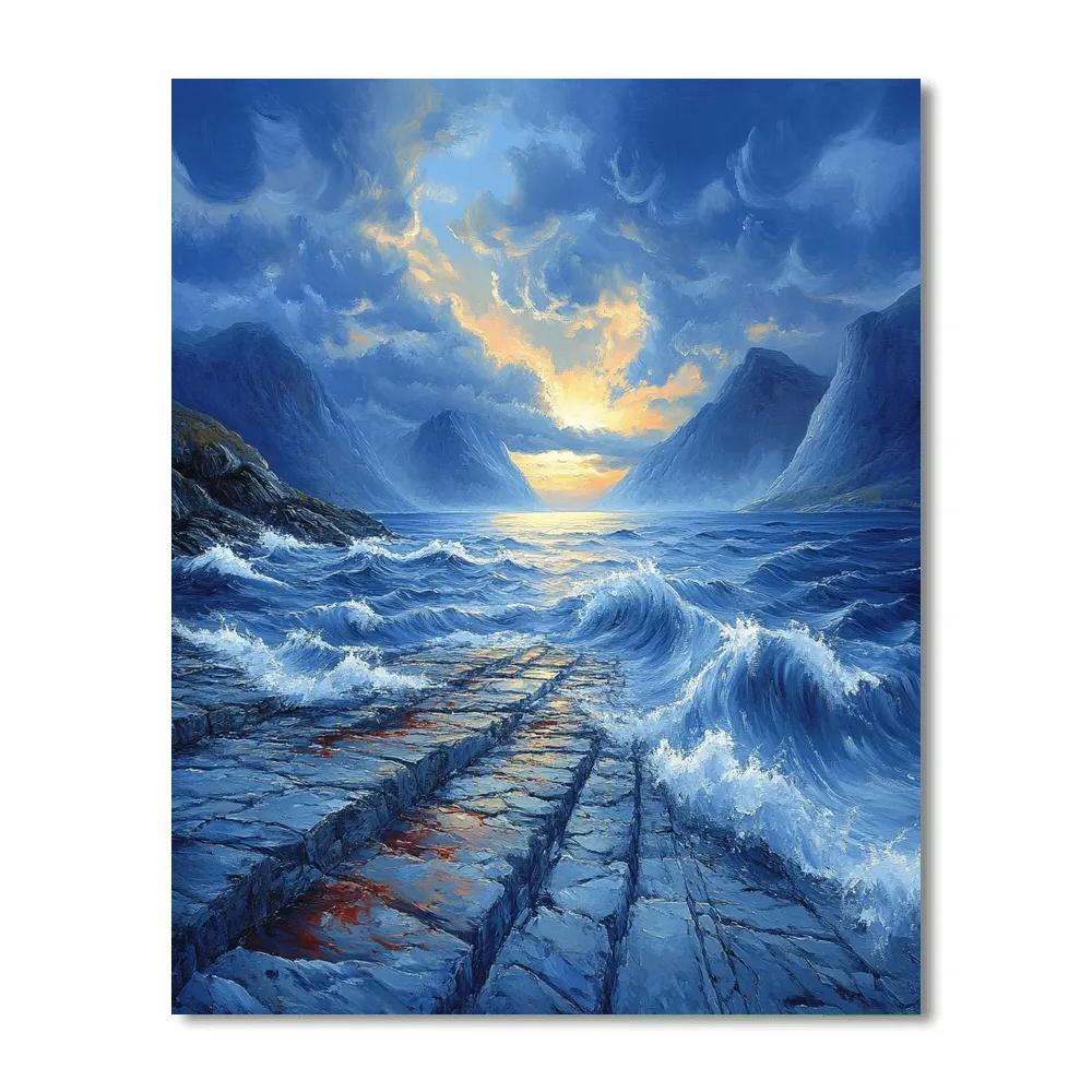 Edvard Munch Inspired Fjord Stormscape paint by color