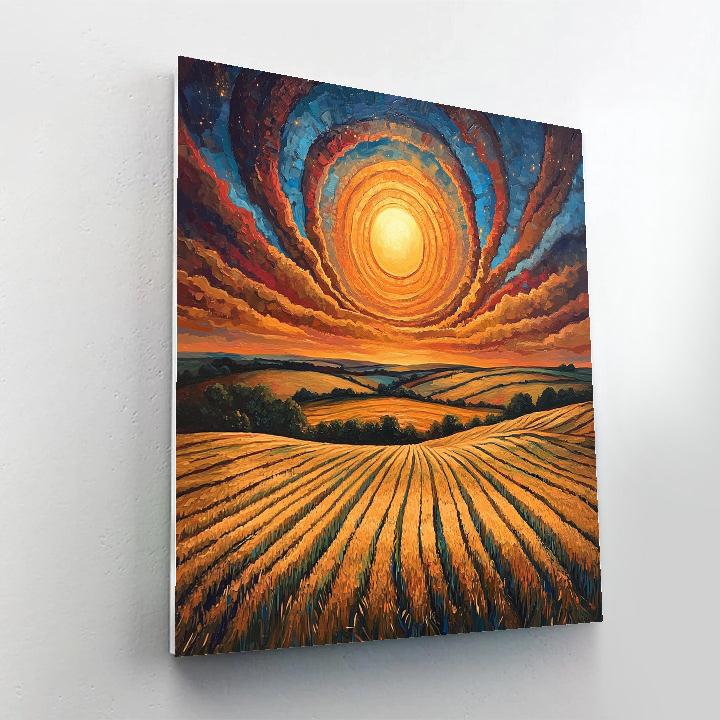 Edvard Munch Inspired Cosmic Sundown Over Fields painting number kit