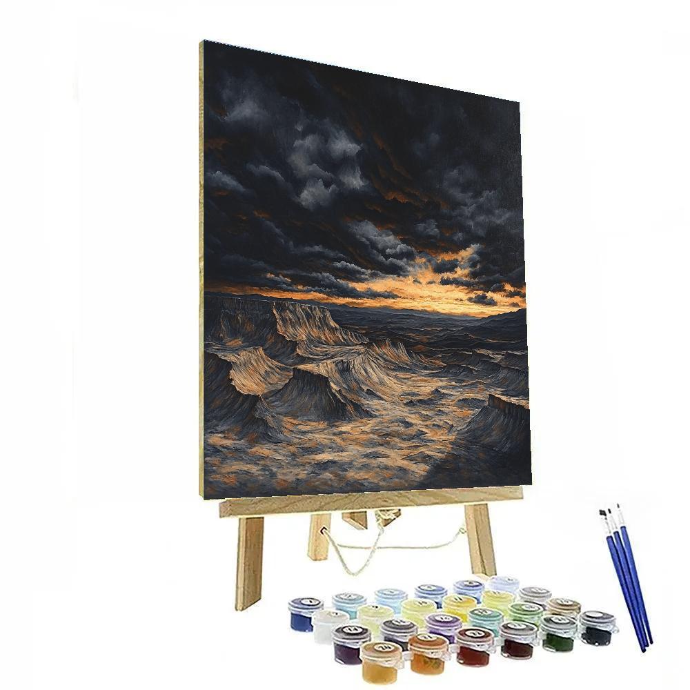 Francisco Goya Inspired Twilight Storm Over Barren Ridge Number painting