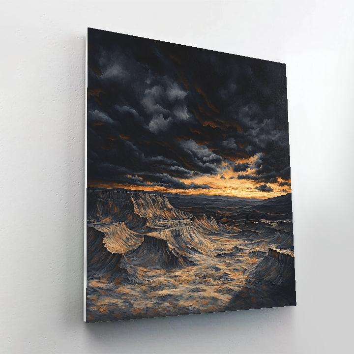 Francisco Goya Inspired Twilight Storm Over Barren Ridge Number painting