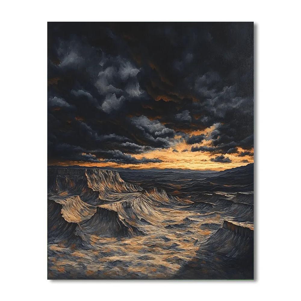 Francisco Goya Inspired Twilight Storm Over Barren Ridge Number painting