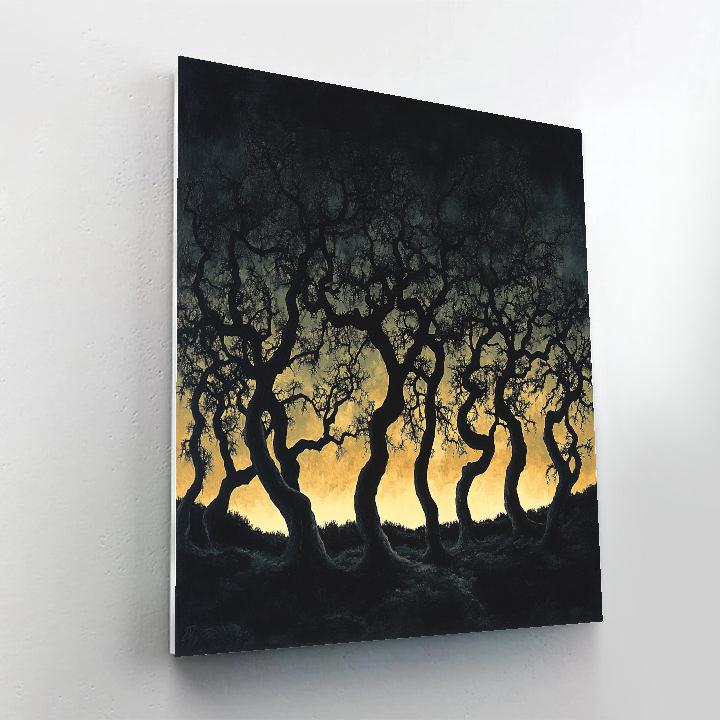 Francisco Goya Inspired Moonlit Grove Silhouetted Against Ominous Horizon paint by number