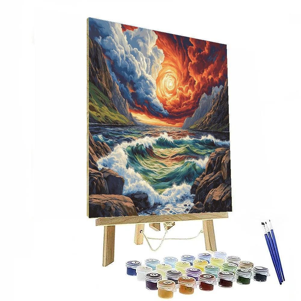 Edvard Munch Inspired Cosmic Fjord Tempest Painting by numbers kit