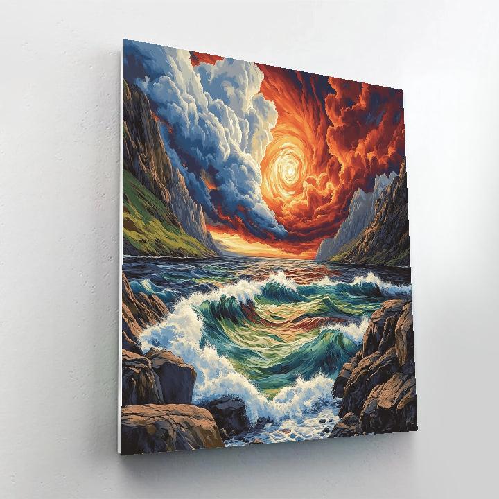Edvard Munch Inspired Cosmic Fjord Tempest Painting by numbers kit