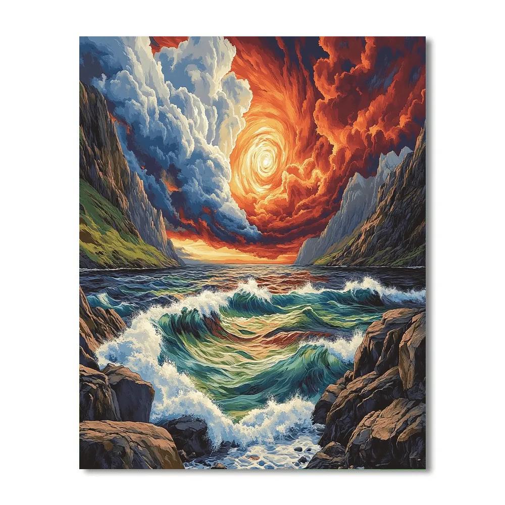 Edvard Munch Inspired Cosmic Fjord Tempest Painting by numbers kit