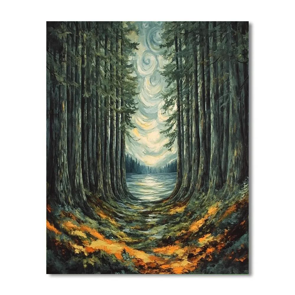 Emily Carr Inspired Cathedral Grove Of Ancient Cedars painting number kit