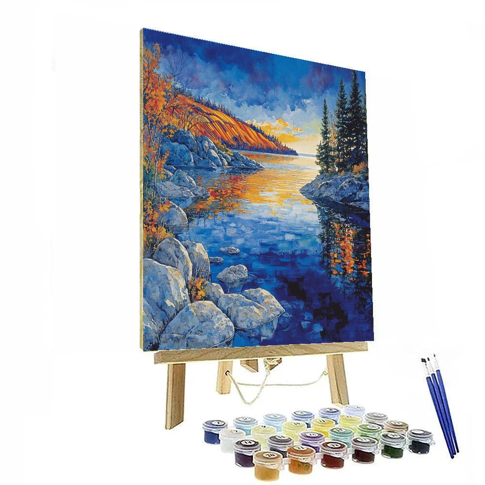 Franklin Carmichael Inspired Luminous Autumn Lakeshore Paint by numbers art