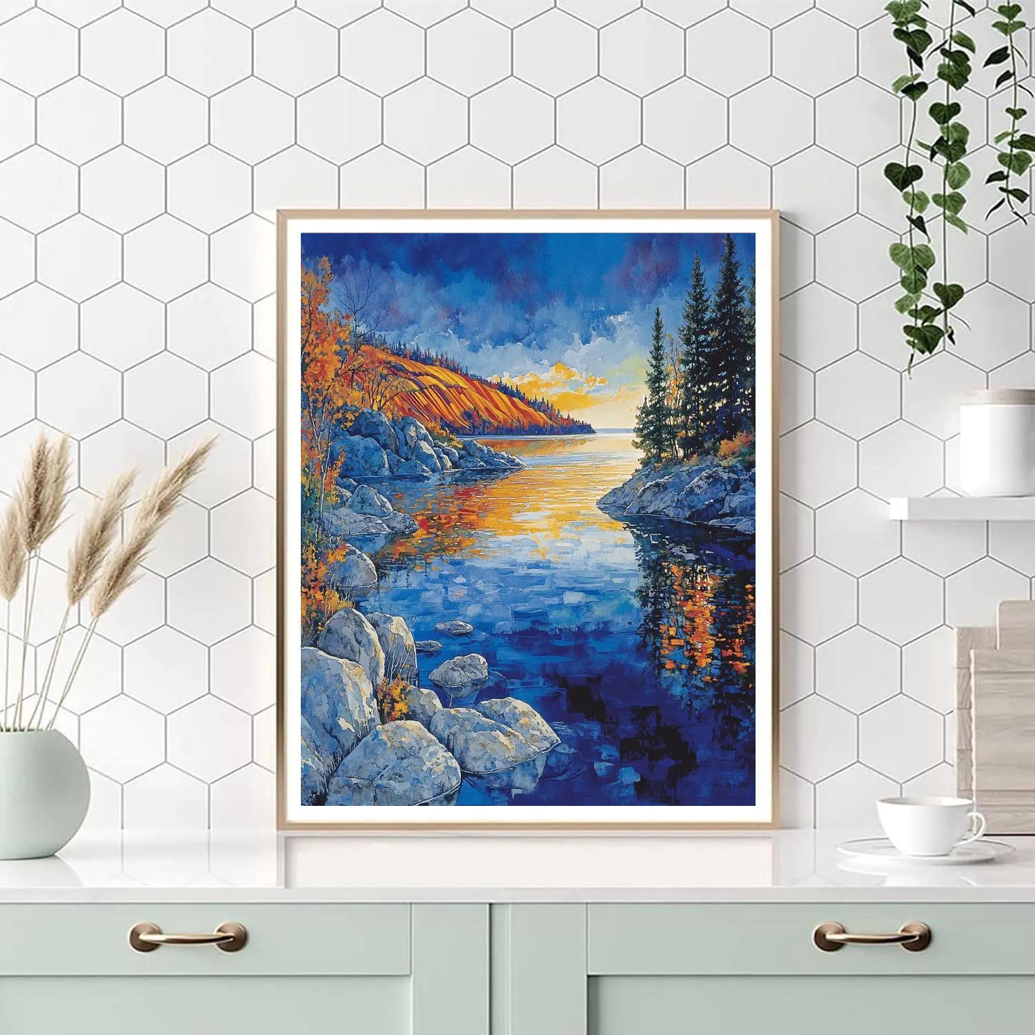 Franklin Carmichael Inspired Luminous Autumn Lakeshore Paint by numbers art