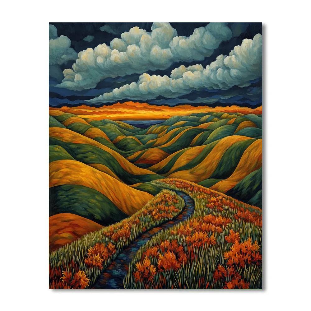 Frederick Varley Inspired Windswept Hills In Autumn Glow painting number kit