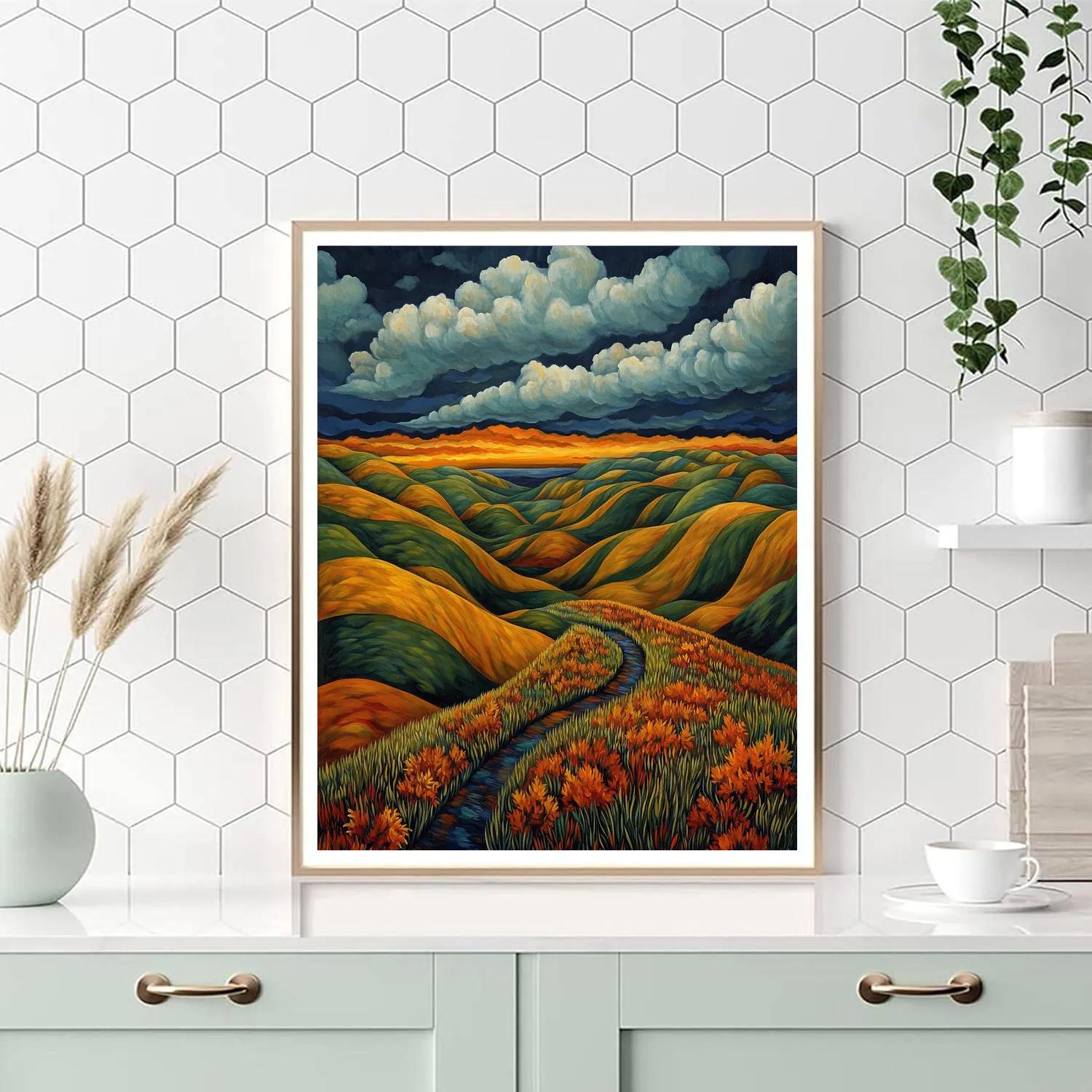 Frederick Varley Inspired Windswept Hills In Autumn Glow painting number kit
