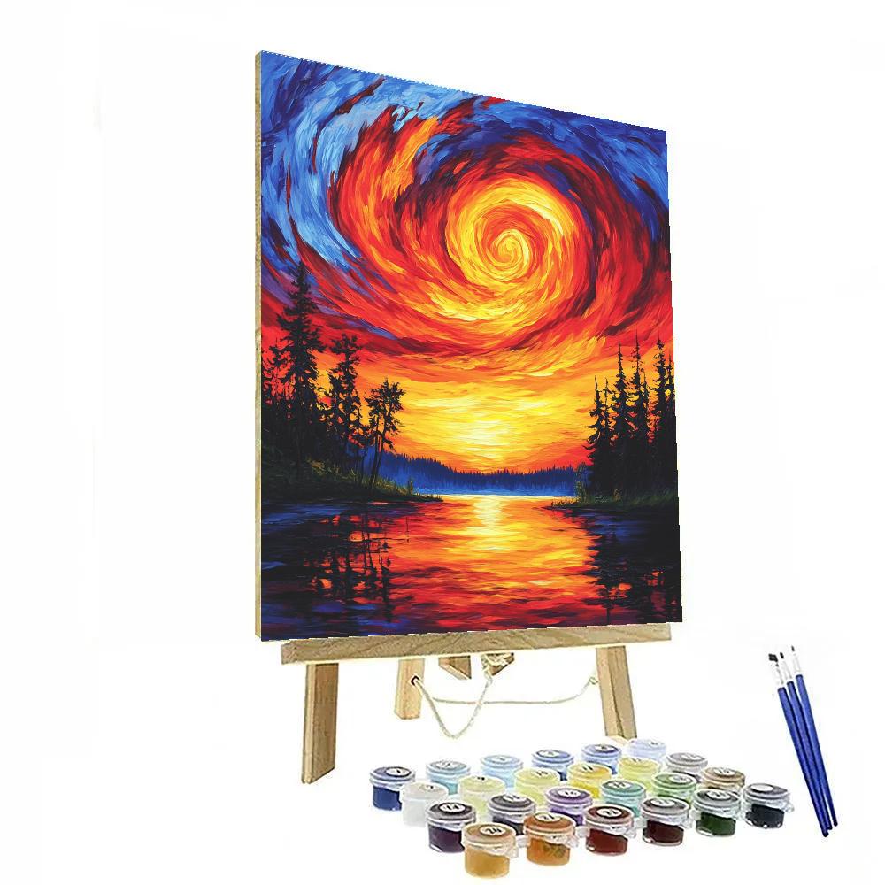 Edvard Munch Inspired Emotional Sunset Number painting