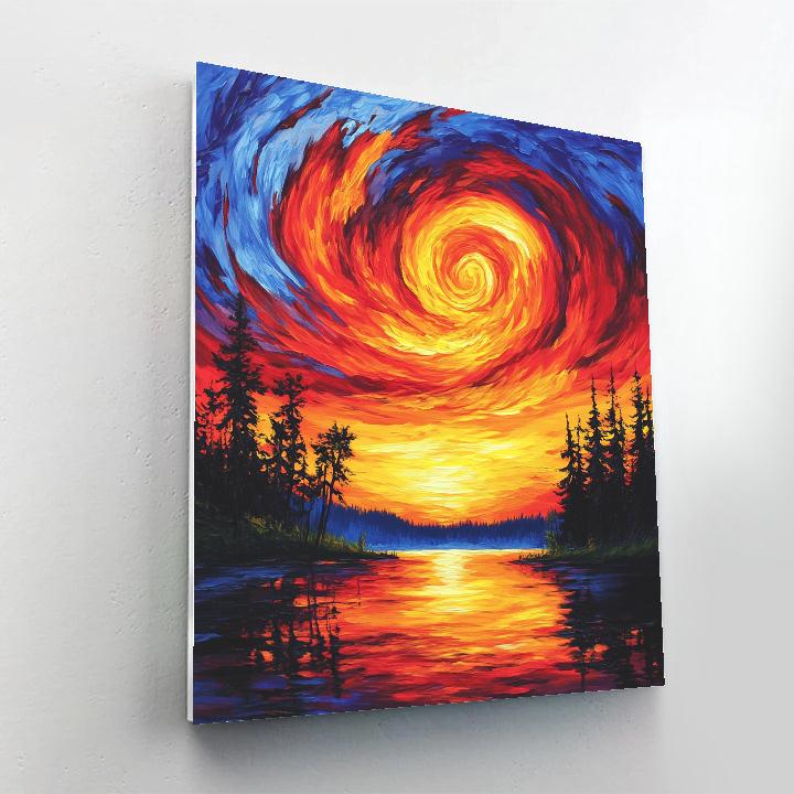 Edvard Munch Inspired Emotional Sunset Number painting