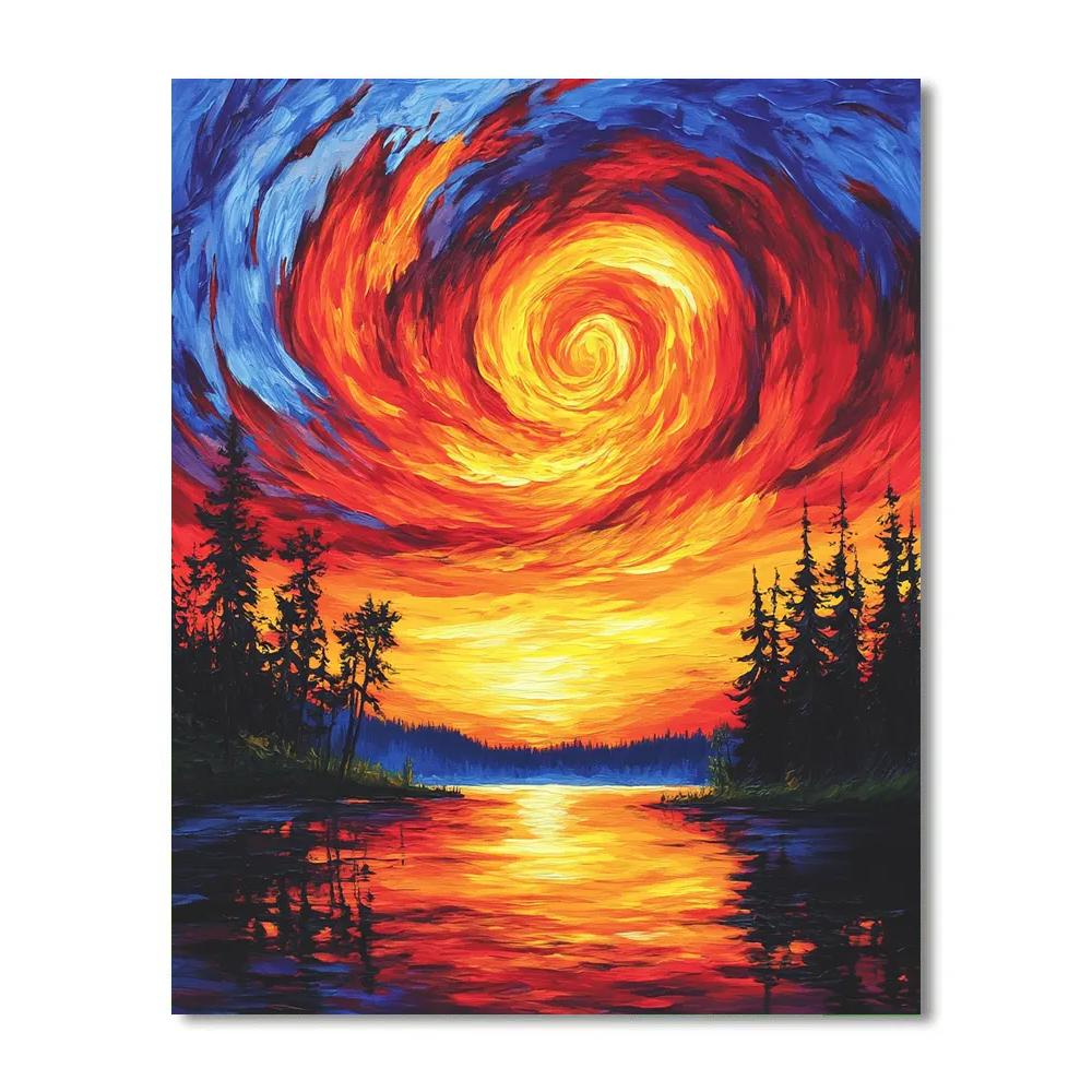 Edvard Munch Inspired Emotional Sunset Number painting