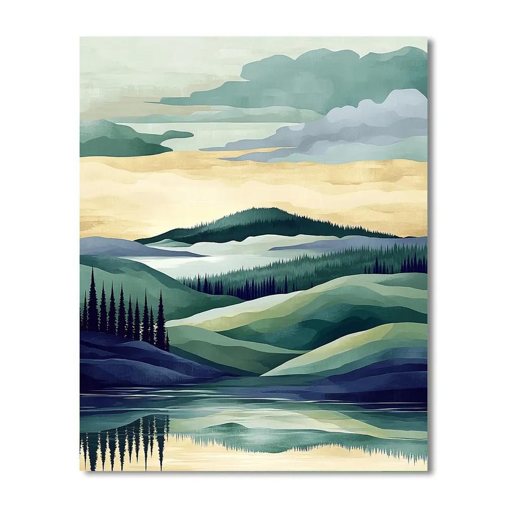 Franklin Carmichael Inspired Rolling Pine Ridge At Dawn Paint by numbers kits