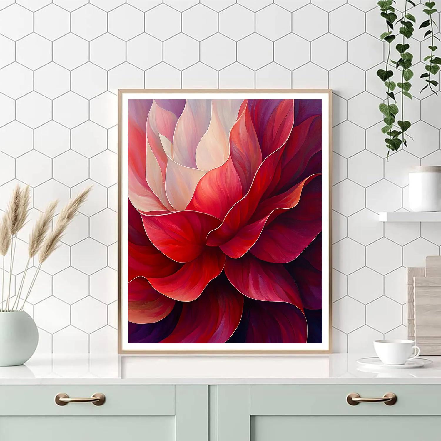 Georgia O’Keeffe Inspired Monumental Red Petal Study DIY paint by numbers