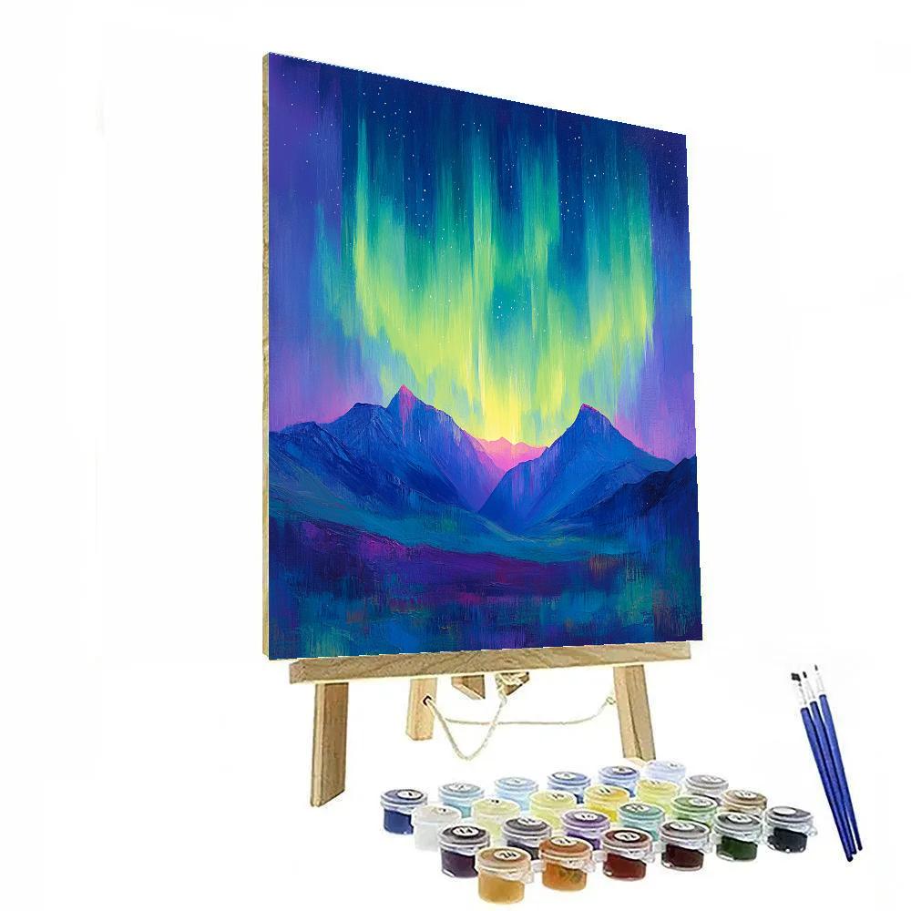 Frederick Varley Inspired Radiant Aurora Over Mountain Ridge Painting by numbers kit