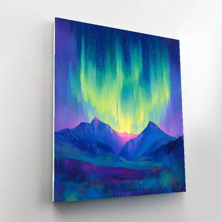 Frederick Varley Inspired Radiant Aurora Over Mountain Ridge Painting by numbers kit