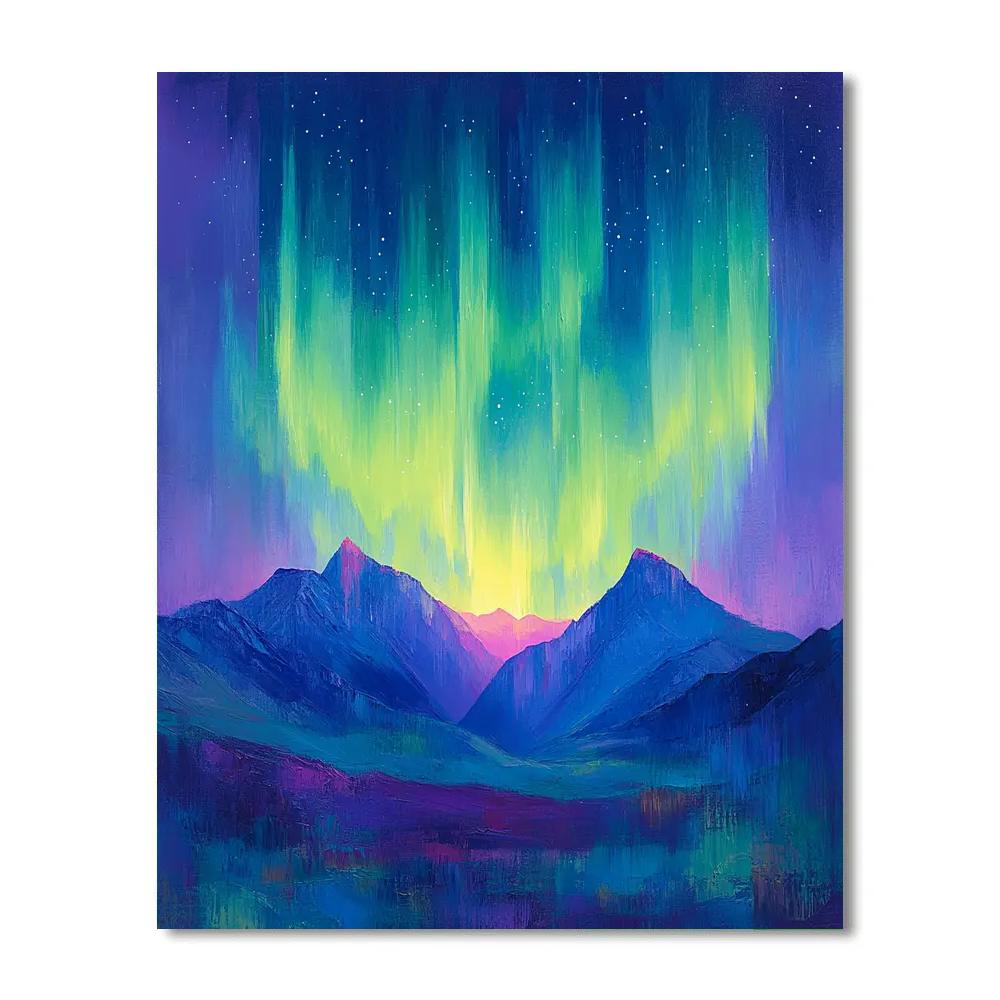 Frederick Varley Inspired Radiant Aurora Over Mountain Ridge Painting by numbers kit