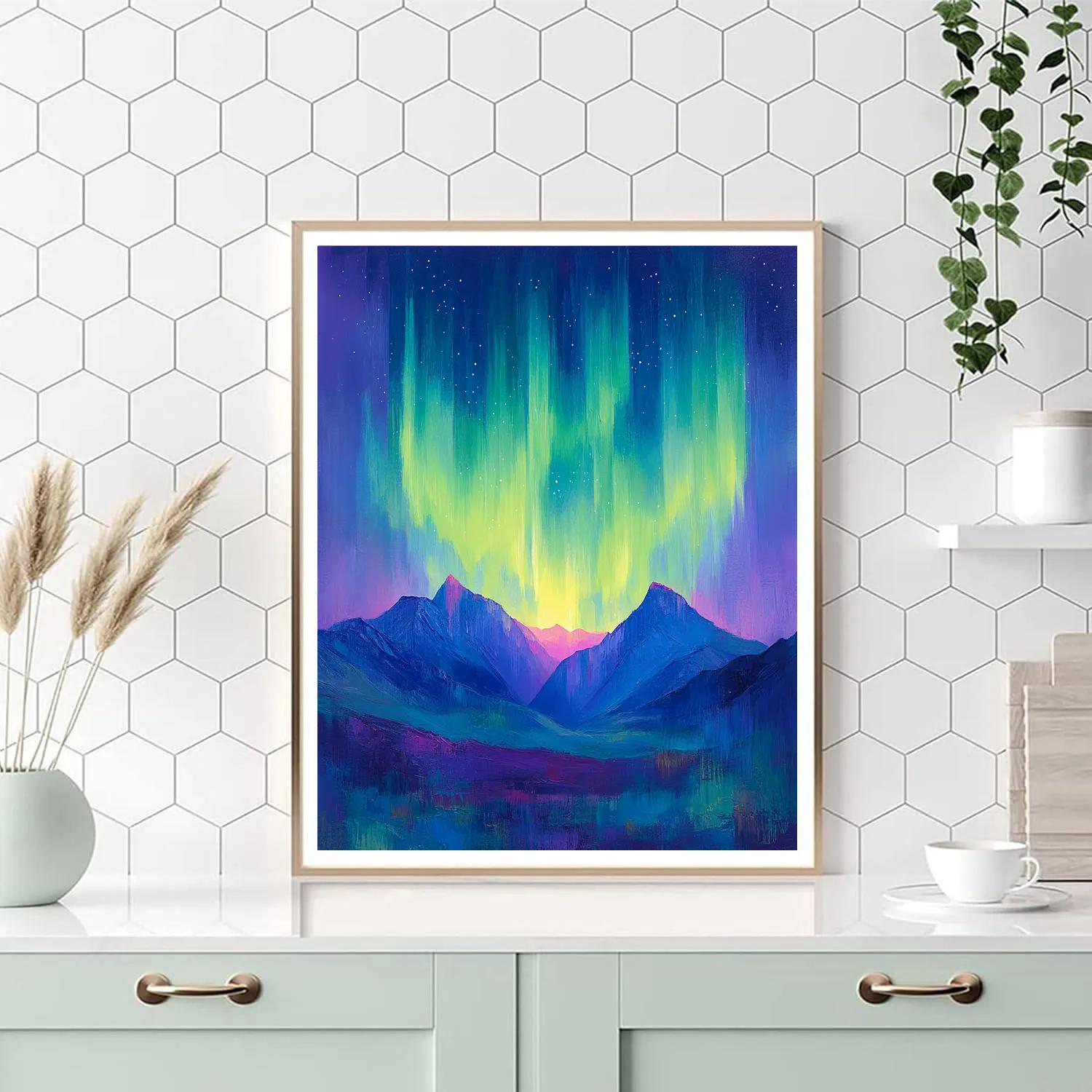 Frederick Varley Inspired Radiant Aurora Over Mountain Ridge Painting by numbers kit