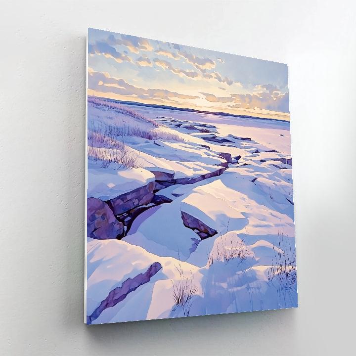 Franklin Carmichael Inspired Winter Light Over Snowy Rock Flats Painting by numbers kit