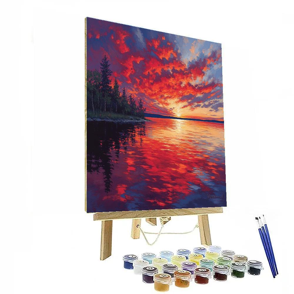 Frederick Varley Inspired Twilight Reflection On Silent Lake paint by color