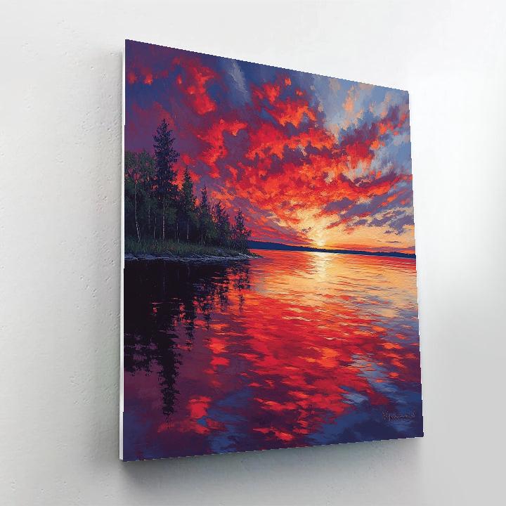 Frederick Varley Inspired Twilight Reflection On Silent Lake paint by color