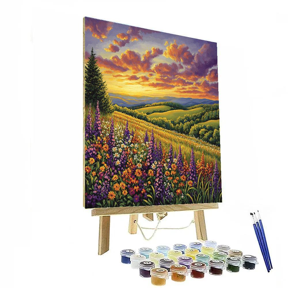 J. E. H. MacDonald Inspired Meadow Of Wildflowers And Rolling Clouds Paint by numbers kits