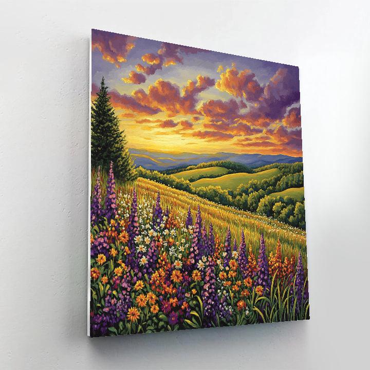 J. E. H. MacDonald Inspired Meadow Of Wildflowers And Rolling Clouds Paint by numbers kits