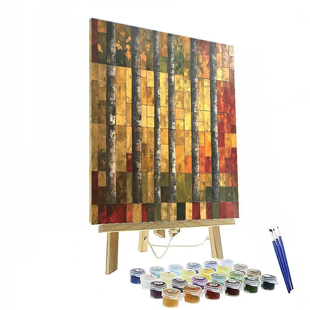 Jean-Paul Riopelle Inspired Autumn Forest Tessellation paint by color