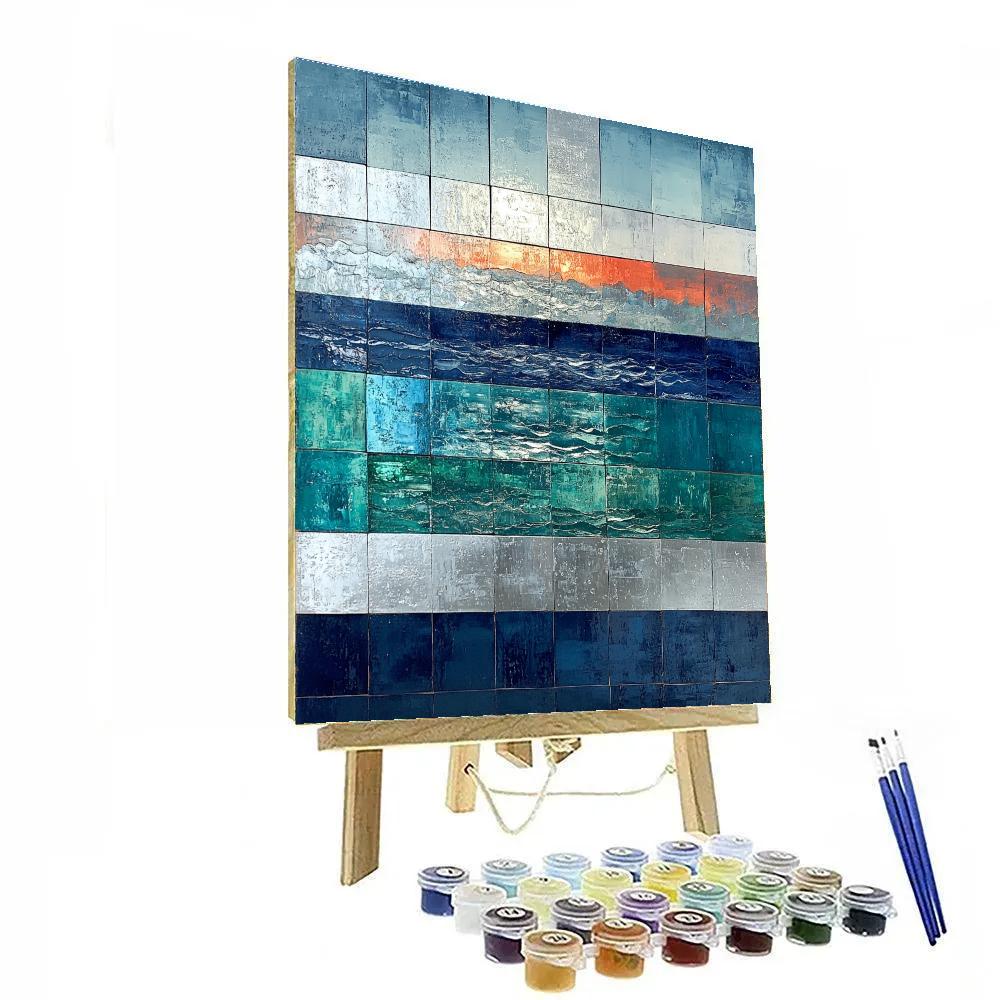 Jean-Paul Riopelle Inspired Reflective River In Impasto Blocks DIY paint by numbers