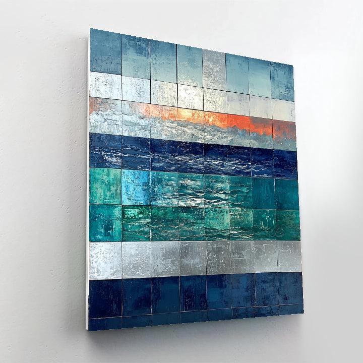 Jean-Paul Riopelle Inspired Reflective River In Impasto Blocks DIY paint by numbers